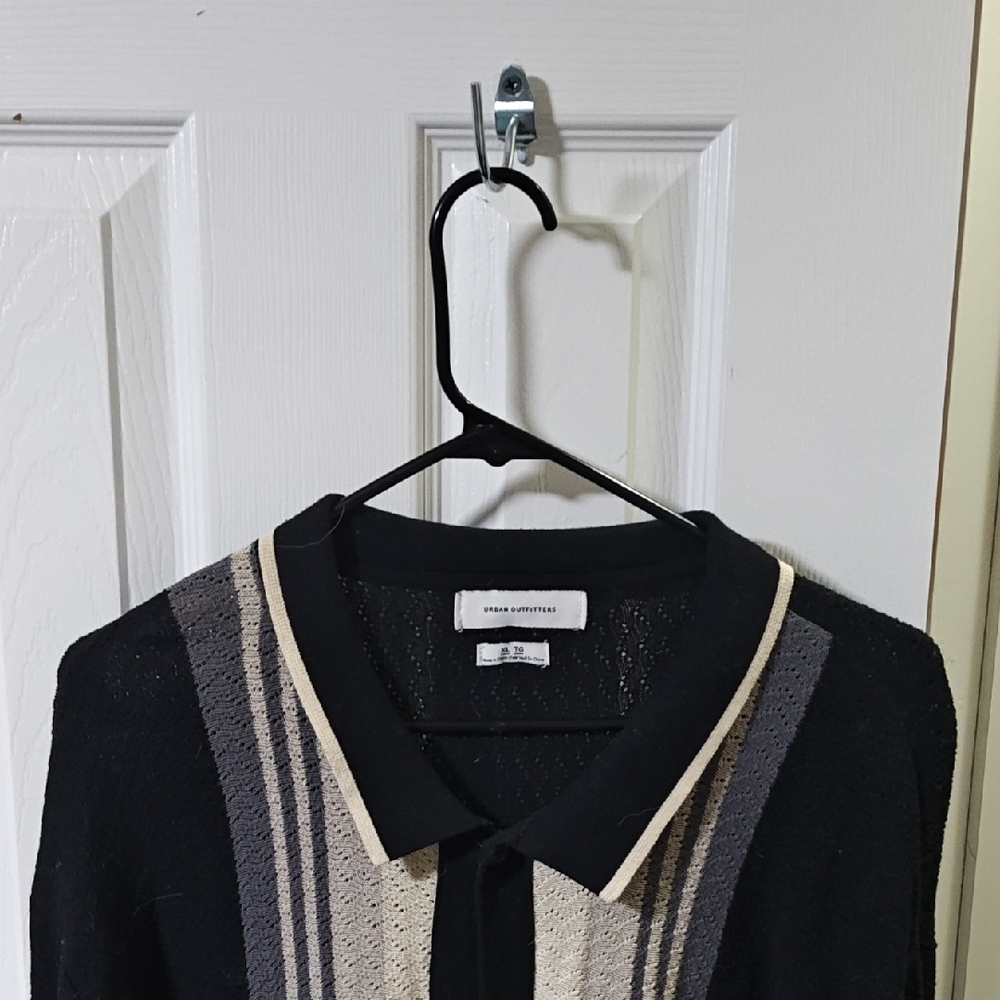Urban Outfitters Black Striped Polo Sweater